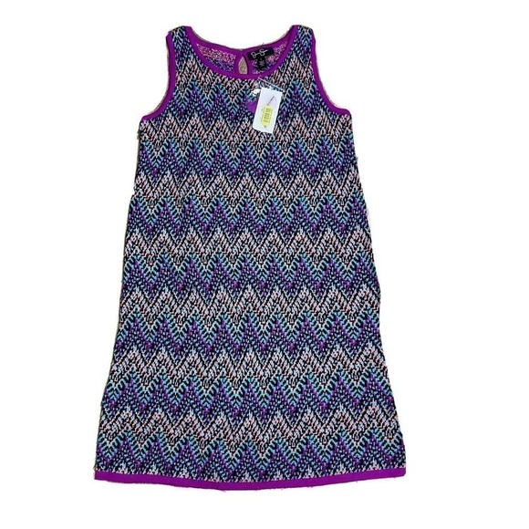 Jessica Simpson Girls Sweater Tank Dress Size Large Multi Chevron New with tags - Picture 1 of 8